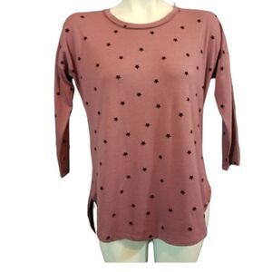 Bobeau‎ Dusty Pink Flocked Star Top Size Small